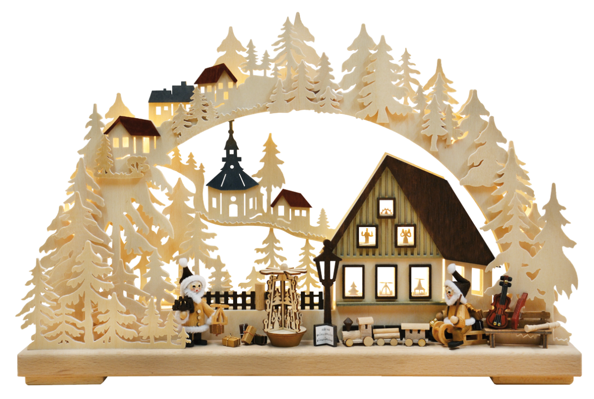 3D-Schwibbogen kl., Weihnachtsmannwerkstatt